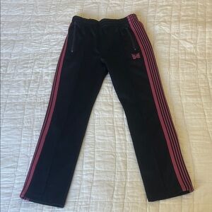 Needles Black Track Pants with Pink Side Stripes
